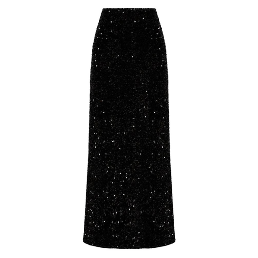 Lange Paillettenkleid mit Elastischer Taille
