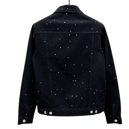 Schwarze Jeans Jacke mit Strass für Herren