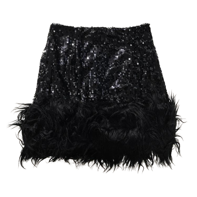Minirock mit Pailletten und Federn