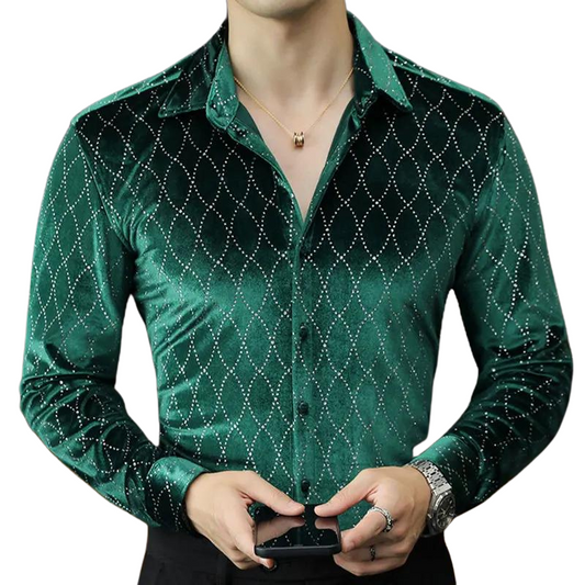 Velours-Paillettent-Shirt für Herren