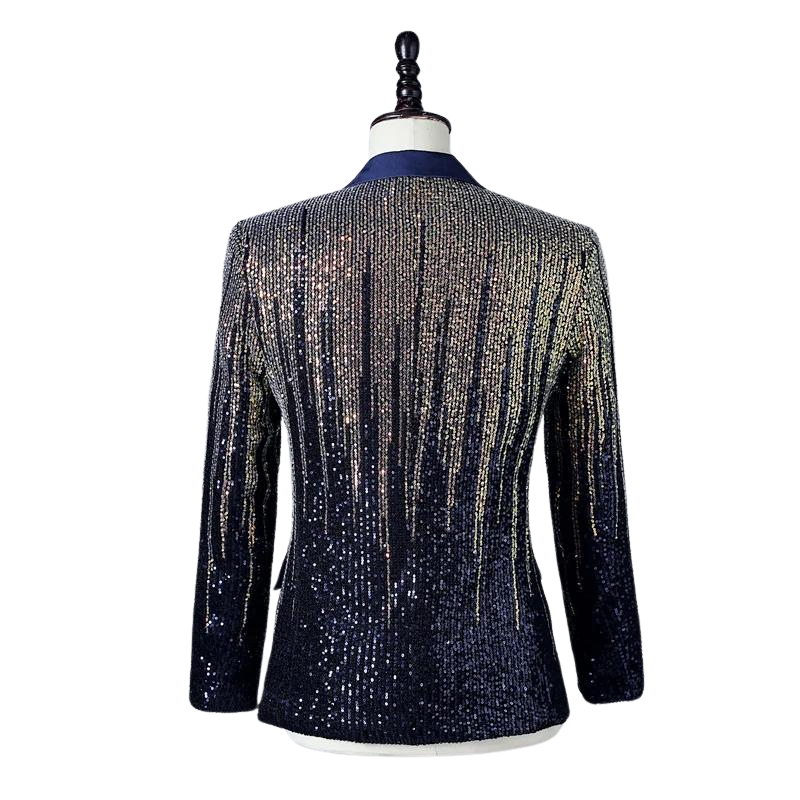 Herren Pailletten Kostüm Blau