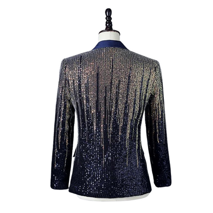 Herren Pailletten Kostüm Blau