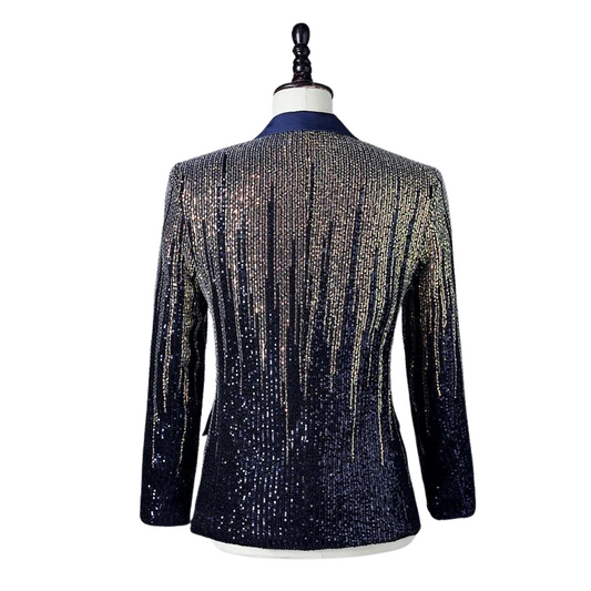 Herren Pailletten Kostüm Blau