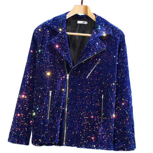 Herren Pailletten Jacke mit Reißverschluss