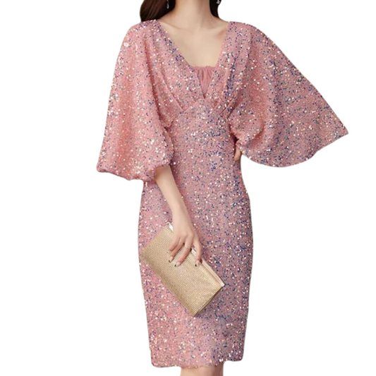party Kleid mit Pailletten und Puffärmeln