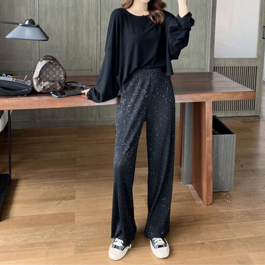 Schwarze Paillettenhose für Damen