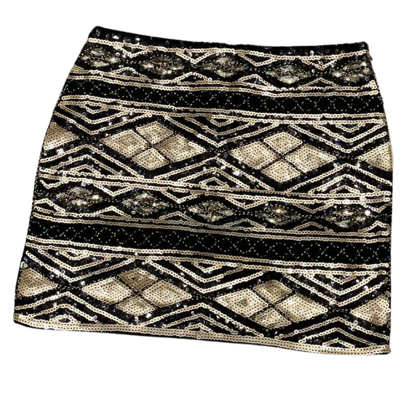 Kurzer Paillettenrock mit geometrischem Design