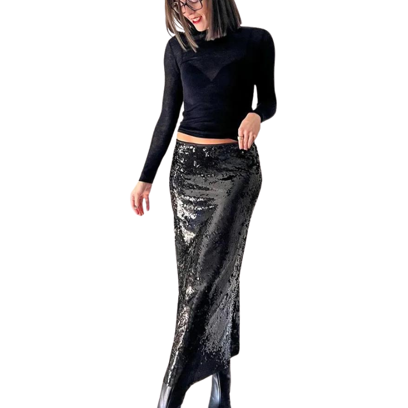 Schwarzes Paillettenrock