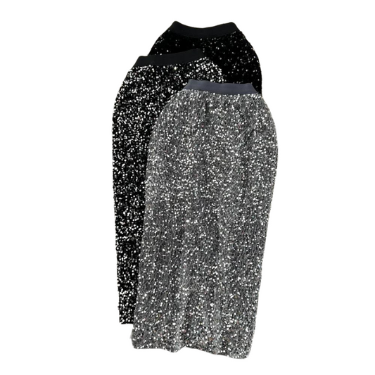 High-Waist Paillette Rock aus Samt