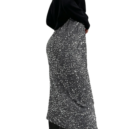 Midikleid mit Schlitzen und Pailletten