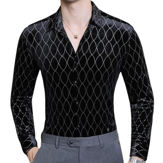 Velours-Paillettent-Shirt für Herren