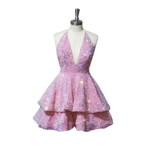 Sexy Pailletten Kleid Halsband
