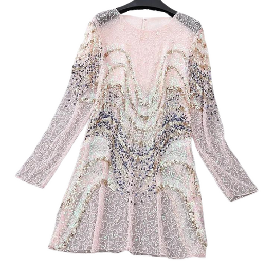 Transparente Pailletten-Kleid