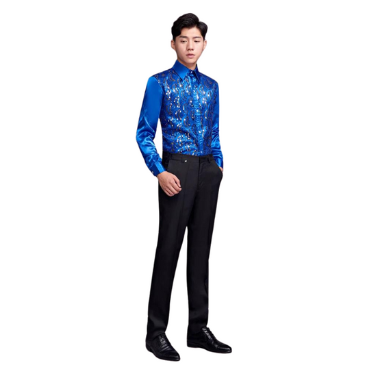 Herren-Paillettenshirt aus Satin