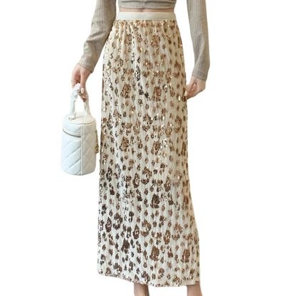 High-Waist Paillette Split Skirt