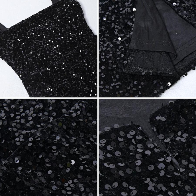 Abendkleid mit Pailletten und Trägern