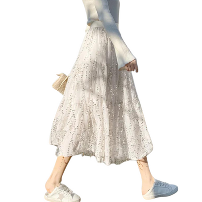 hohe Taille Paillettenkurzrock mit Fransen