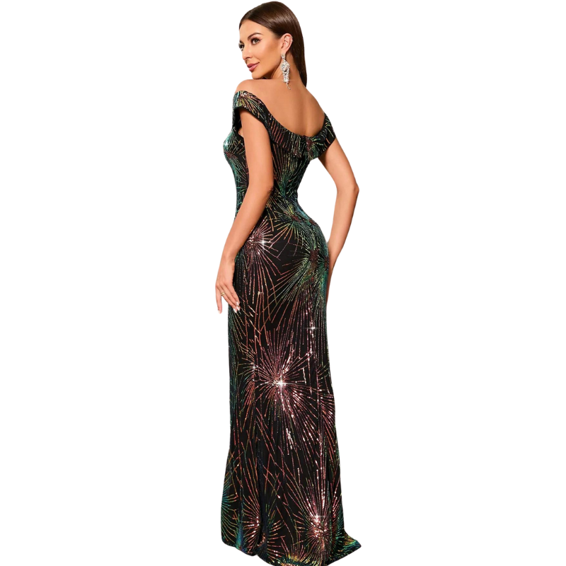 Bunter Pailletten-Abendkleid