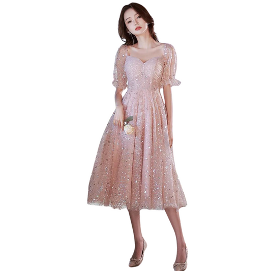 Rosafarbenes Pailletten-Tüll-Kleid