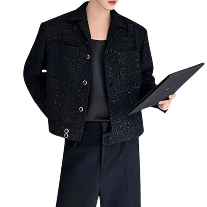 Kurze Paillettenjacke für Herren mit Knöpfen