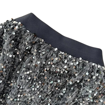 High-Waist Paillette Rock aus Samt