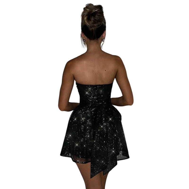 Kleid mit Pailletten-Bustier, Rückenknopf, Schleifen-Design