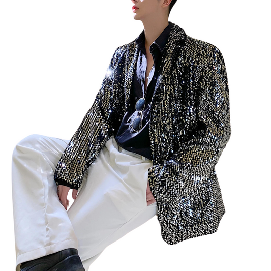 Paillettenzuschnitt Herren Blazer Jacke