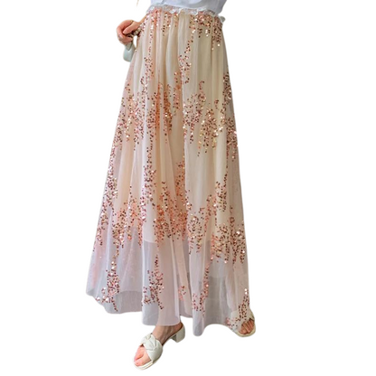 Paillettenrock mit transparentem Futter