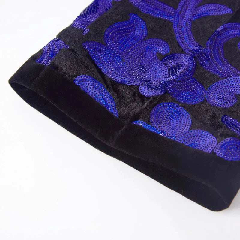 Anzugjacke und Hose mit Pailletten aus Samt für Herren