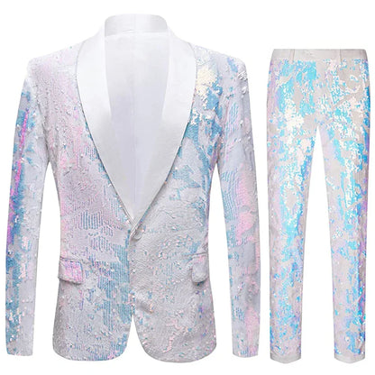Anzugjacke und Hose mit Pailletten aus Samt für Herren