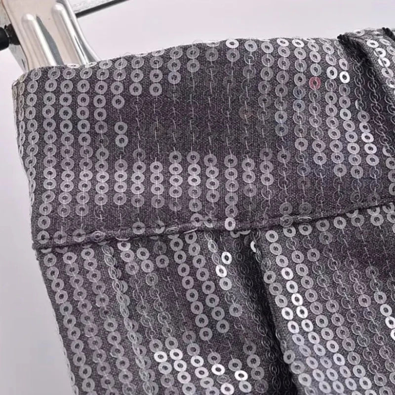 Pailletten Kostüm Set Grau für Damen