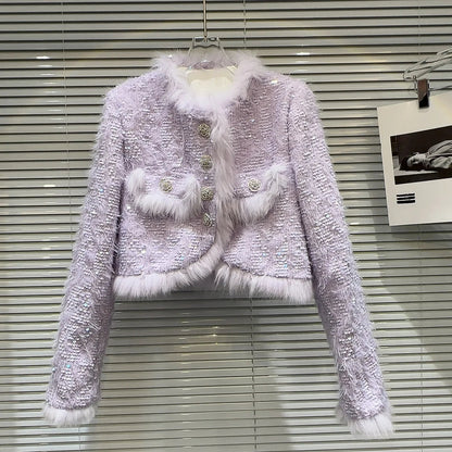 Elegantes Ensemble Jacke Rock Pailletten