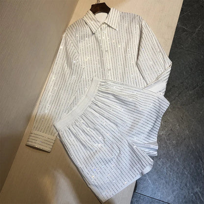 Kurzes Strass-Set mit Hemd