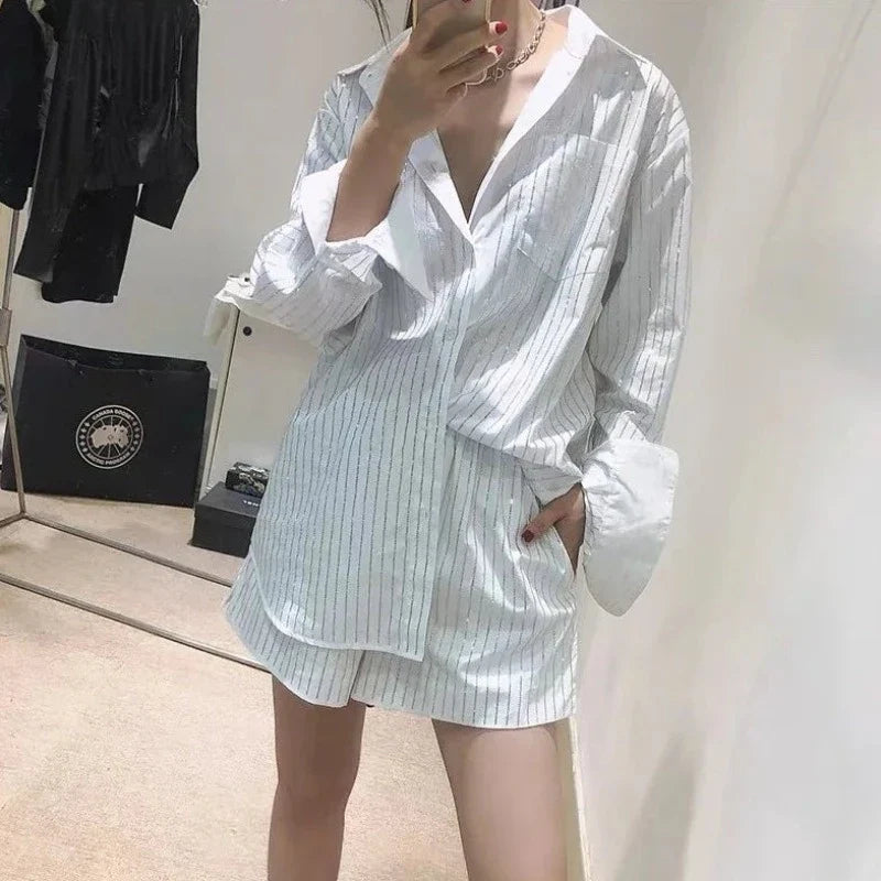 Kurzes Strass-Set mit Hemd