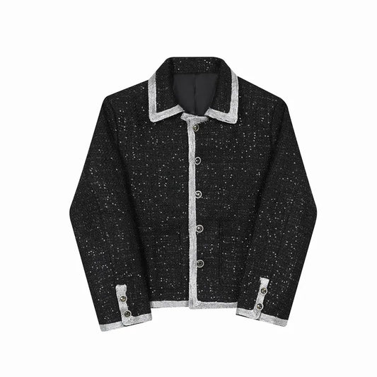 Herren Paillettenjacke mit Silberrand