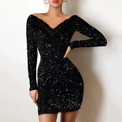 Schwarzes Pailletten-Kleid