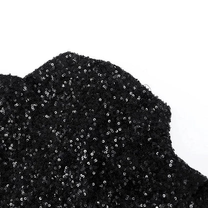 Schwarzes Pailletten-Nachthemd ohne Ärmel