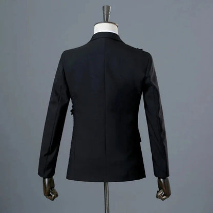 Herren Anzugjacke mit Blütenstickerei und Pailletten Anzughose