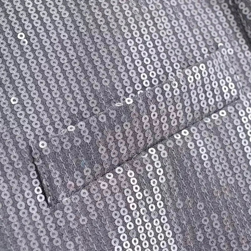 Pailletten Kostüm Set Grau für Damen