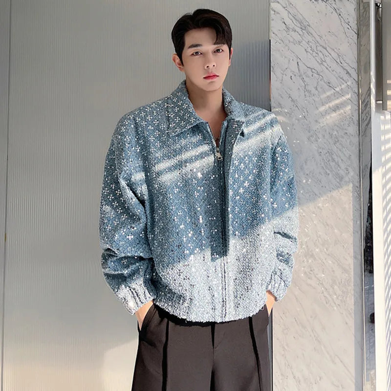 blaue Paillettenjacke für Herren