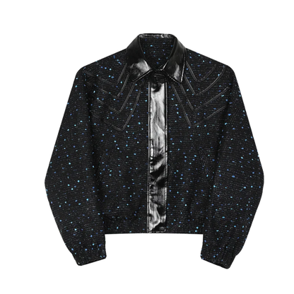 Dunkelblaue Pailletten Herren Jacke