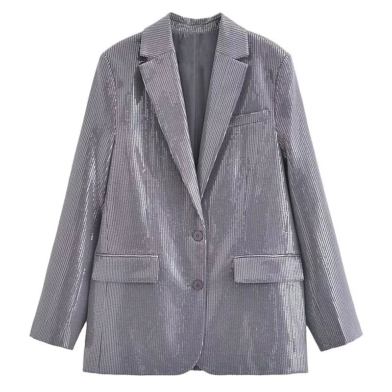 Pailletten Kostüm Set Grau für Damen