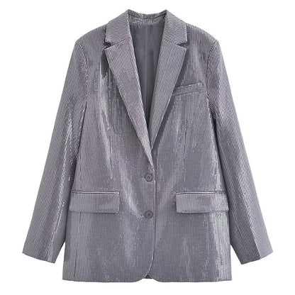 Pailletten Kostüm Set Grau für Damen