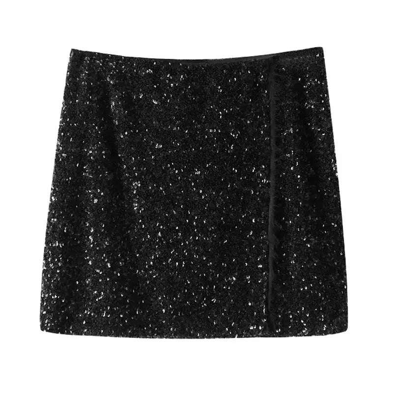 Mini Schwarz Pailletten Rock