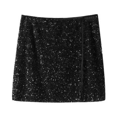 Mini Schwarz Pailletten Rock