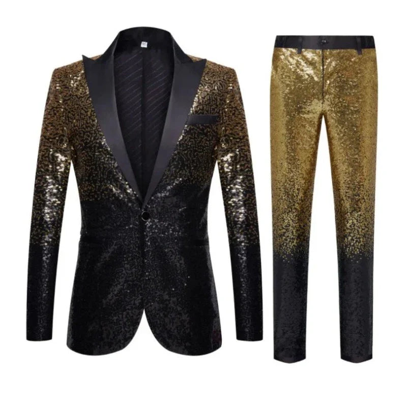 Anzugjacke mit Pailletten-Hose im Farbverlauf für Herren