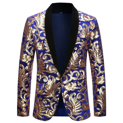 Herren Blazer Jacke Pailletten Samt