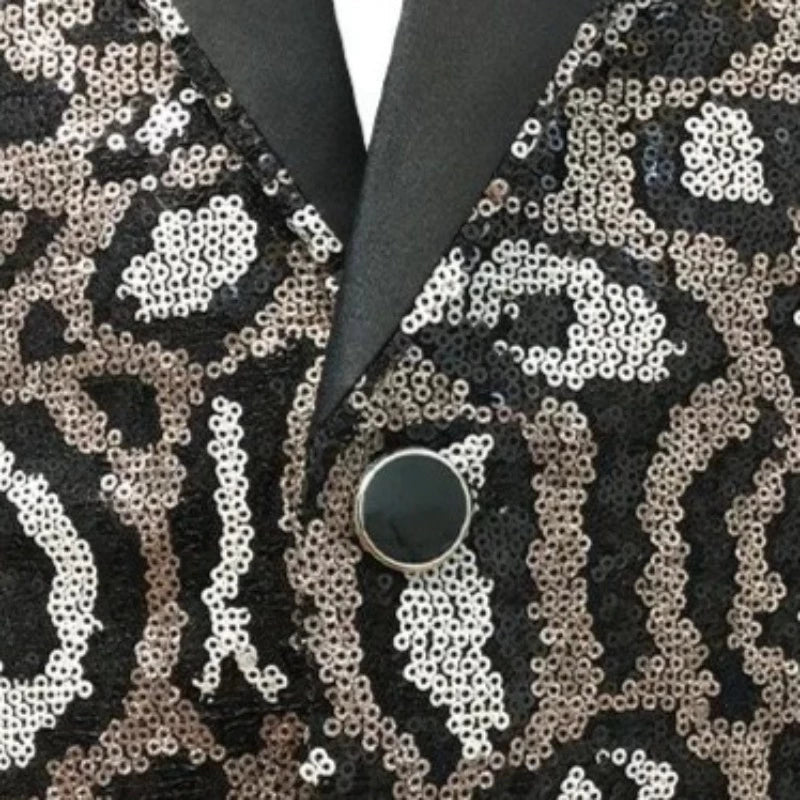 Herren Pailletten-Partyjacke Leopardenmuster