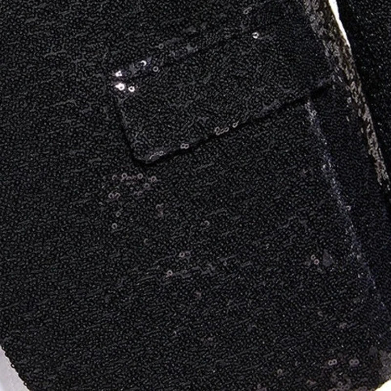 Herren Pailletten Kostümset schwarz