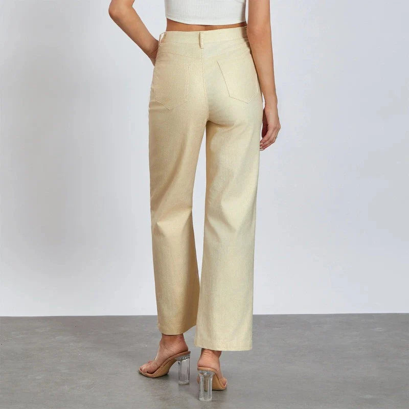 Goldene Damenhose mit geradem Schnitt